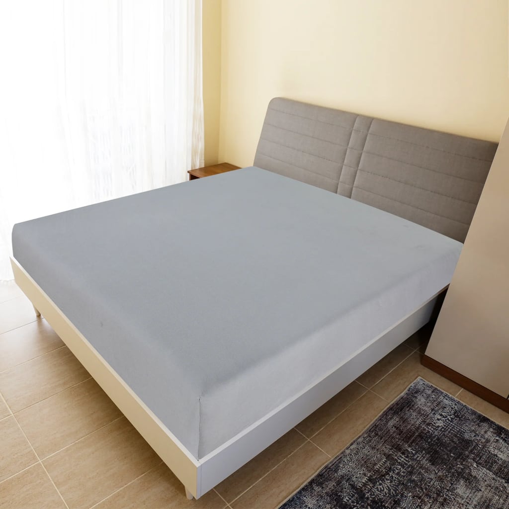 vidaXL Lenzuolo con Angoli Jersey Grigio 100x200 cm Cotone - Image 1 of 4