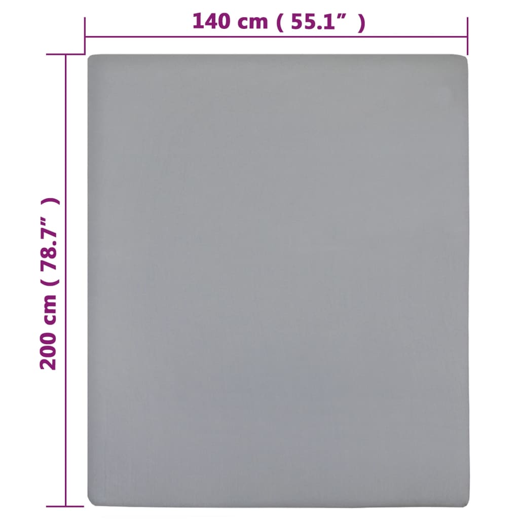vidaXL Lenzuolo con Angoli in Cotone Jersey 90x200 cm Grigio - Image 20 of 20