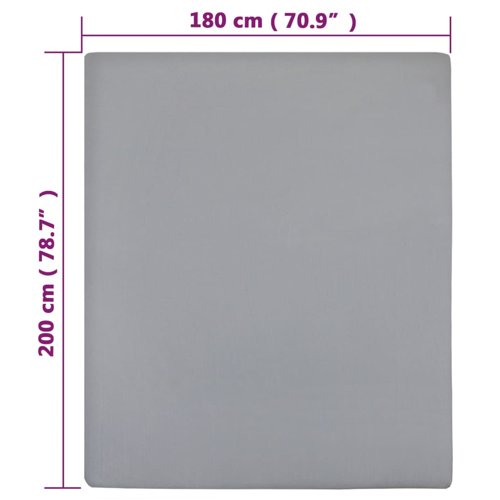 vidaXL Lenzuolo con Angoli in Cotone Jersey 90x200 cm Grigio - Image 18 of 20