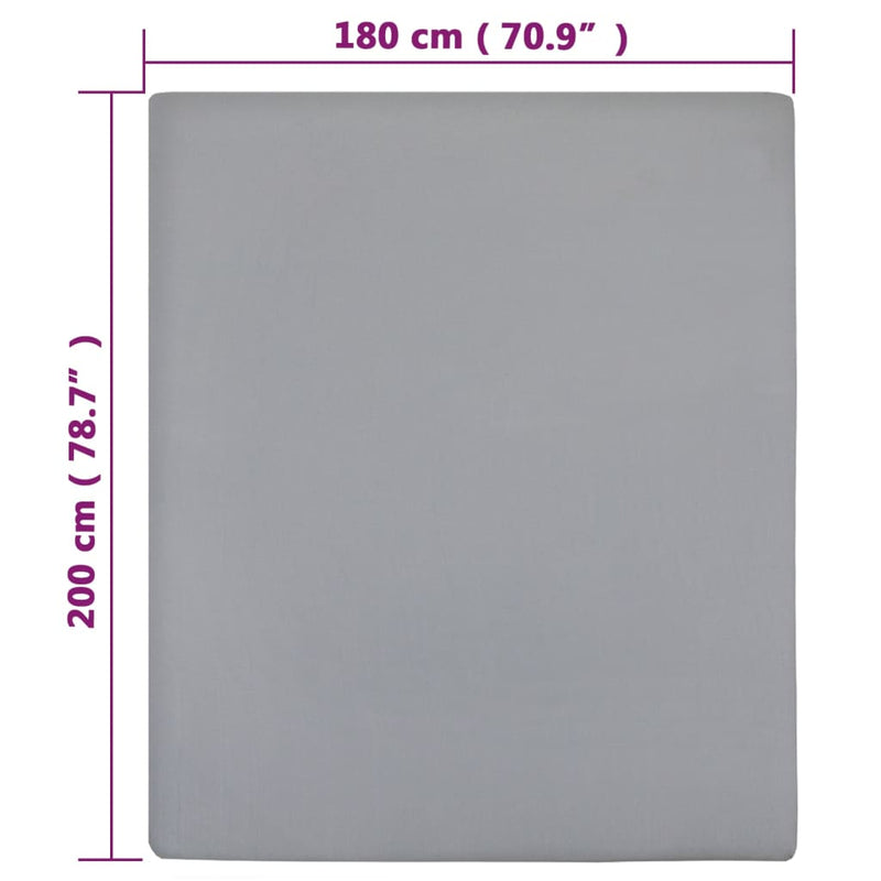 vidaXL Lenzuolo con Angoli in Cotone Jersey 90x200 cm Grigio - Image 18 of 20