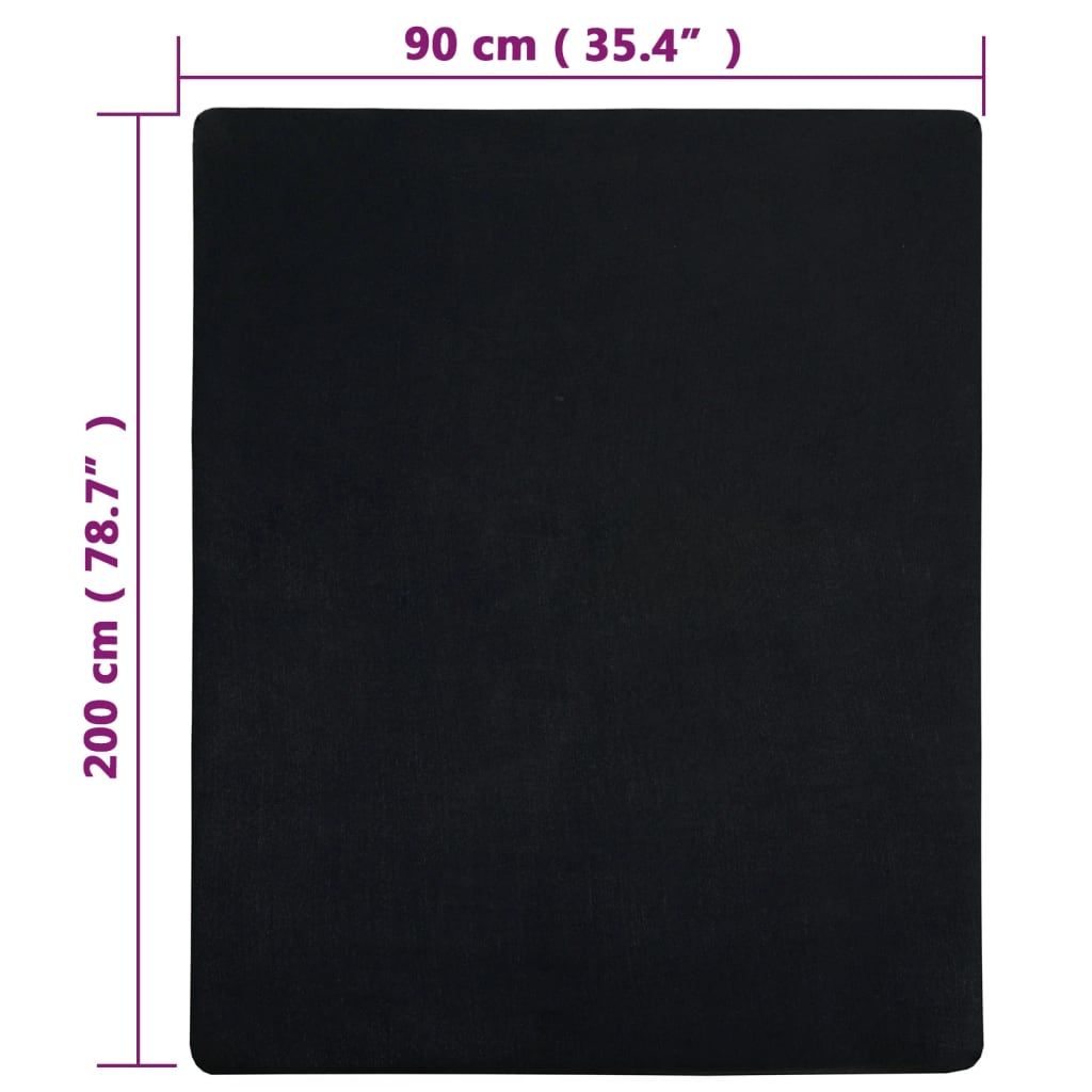 vidaXL Lenzuola con Angoli Jersey 100% Cotone 90x200 cm Nero (2pz) - Image 17 of 20