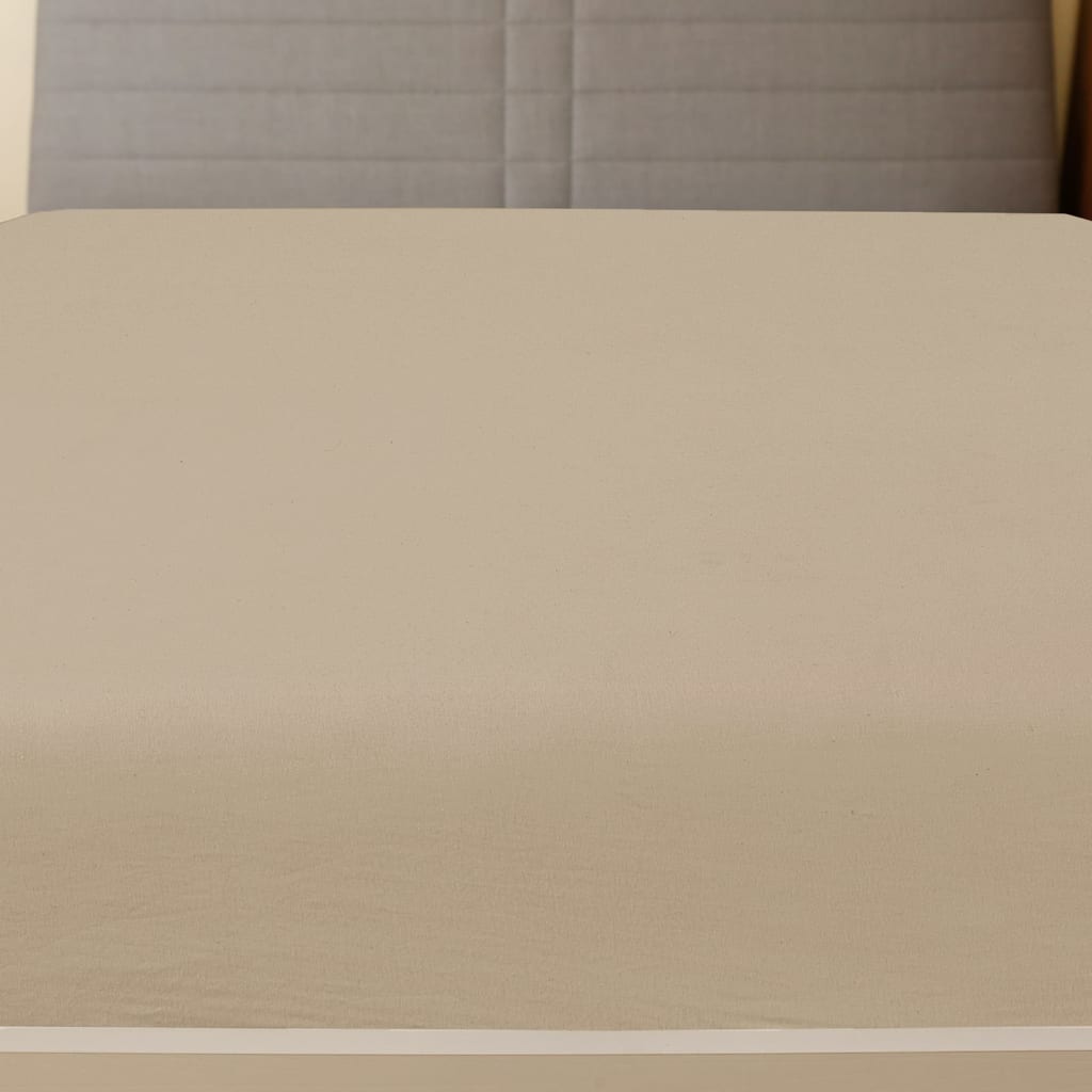 Set di 2 Lenzuola con Angoli in Jersey di Cotone 180x200 cm Tortora - immagine 1 | SolPatio - Image 1 of 2