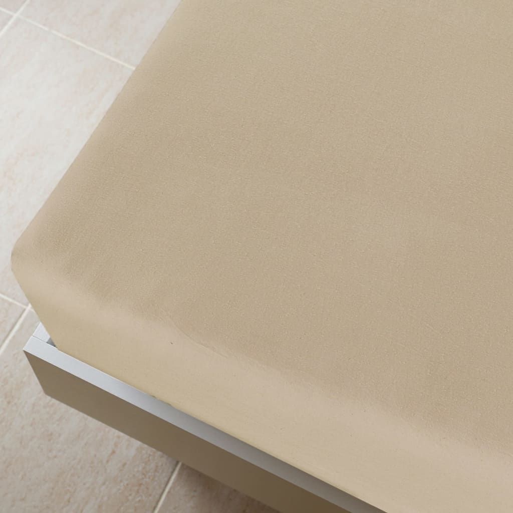 Set di 2 Lenzuola con Angoli in Jersey di Cotone 180x200 cm Tortora - immagine 2 | SolPatio - Image 2 of 2