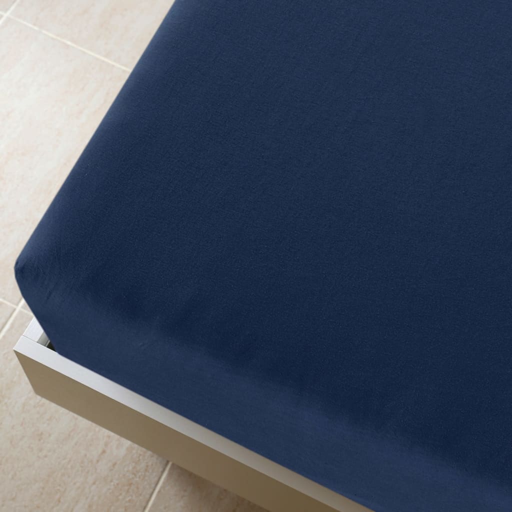 vidaXL Lenzuolo con Angoli Jersey Blu Marino 160x200 cm Cotone - Image 2 of 2