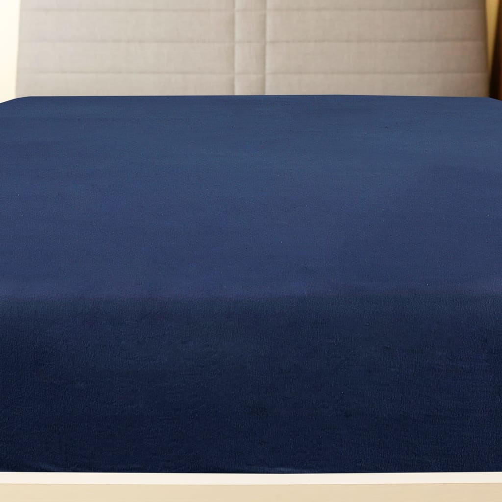 vidaXL Lenzuola con Angoli Jersey 2pz Blu Marino 160x200 cm Cotone - Image 1 of 2