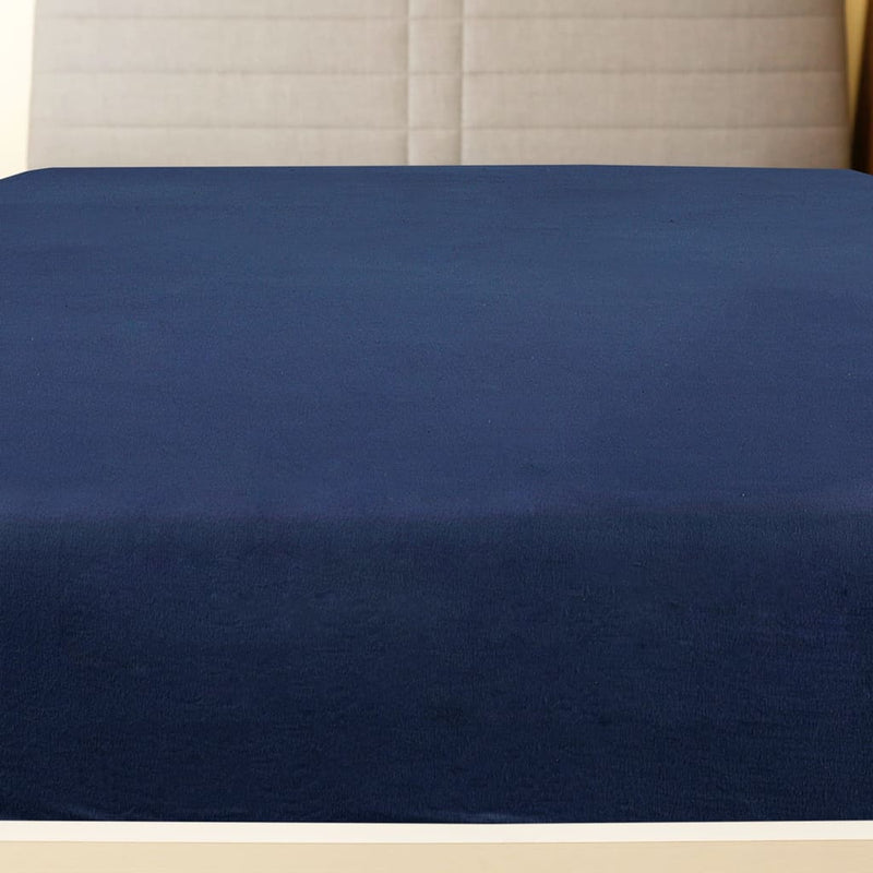 vidaXL Lenzuola con Angoli Jersey 2pz Blu Marino 160x200 cm Cotone - Image 1 of 2