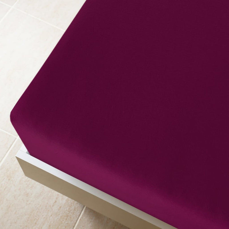 vidaXL Lenzuolo con Angoli in Cotone Jersey 160x200 cm Bordò - Image 3 of 6