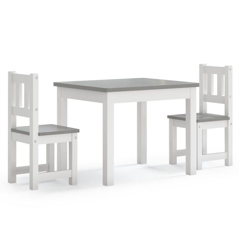 Set Tavolo e Sedie per Bambini 3 Pezzi in MDF Bianco e Grigio, Tavolo 60×50×48 cm - Image 2 of 8