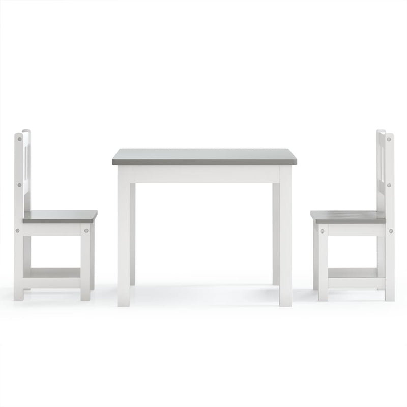 Set Tavolo e Sedie per Bambini 3 Pezzi in MDF Bianco e Grigio, Tavolo 60×50×48 cm - Image 3 of 8