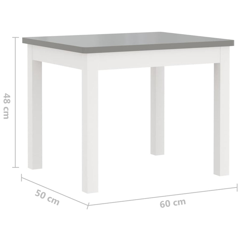 vidaXL Set Tavolo e Sedie per Bambini 3 Pezzi Bianco e Grigio in MDF - Image 8 of 8