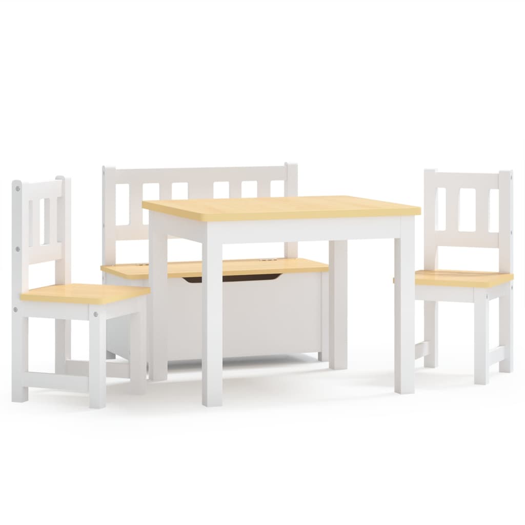vidaXL Set Tavolo e Sedie per Bambini 4 Pezzi Bianco e Beige in MDF - Image 2 of 8