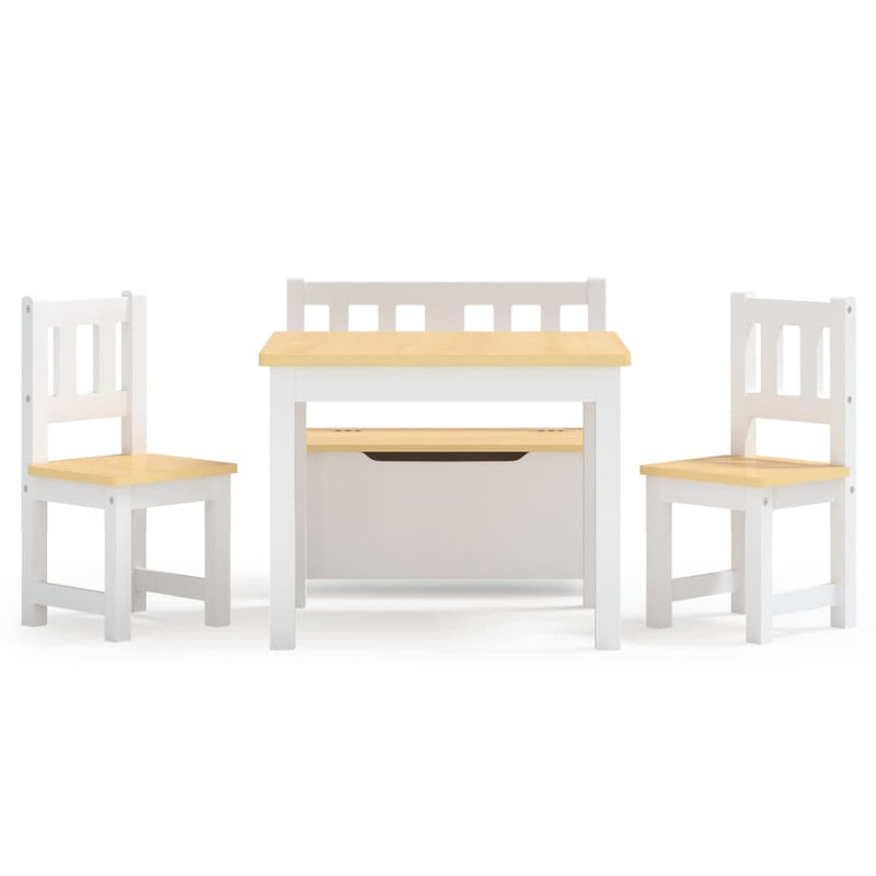 vidaXL Set Tavolo e Sedie per Bambini 4 Pezzi Bianco e Beige in MDF - Image 3 of 8