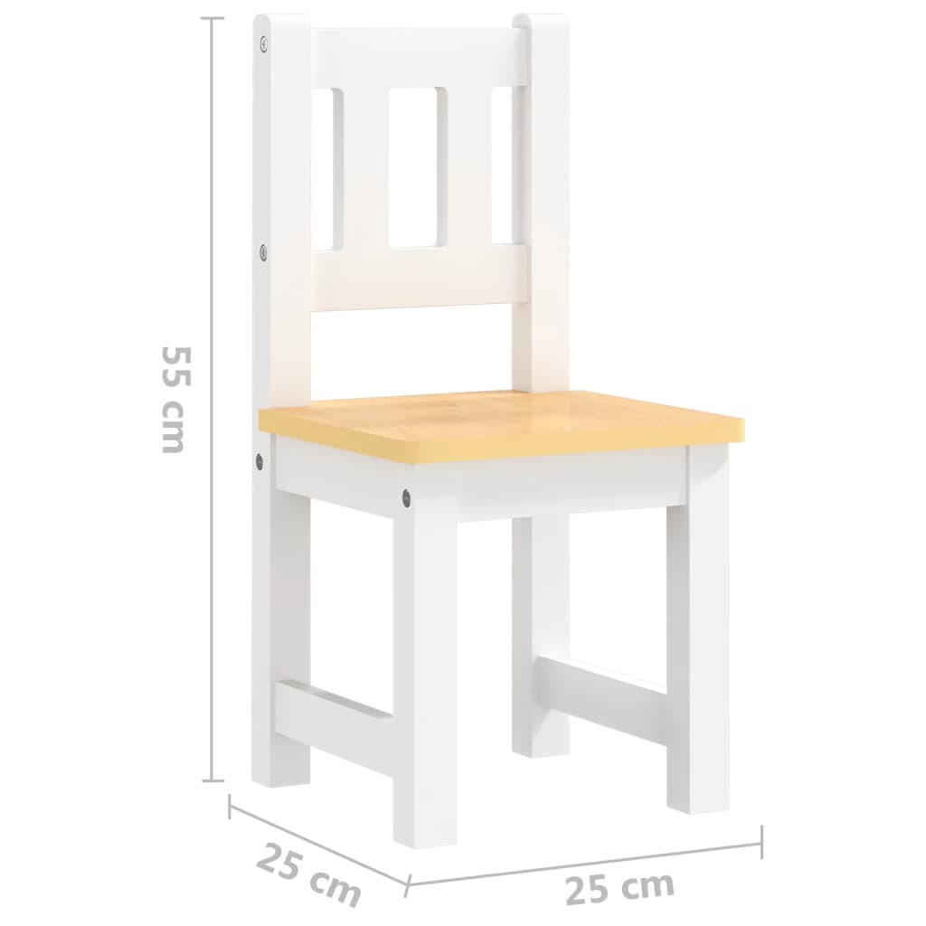 Set Tavolo e Sedie per Bambini 4 Pezzi in MDF Bianco e Beige - Image 7 of 8