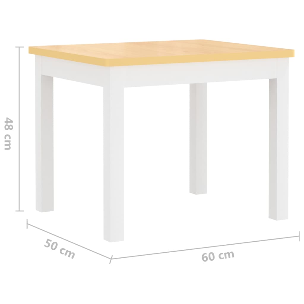 vidaXL Set Tavolo e Sedie per Bambini 4 Pezzi Bianco e Beige in MDF - Image 8 of 8