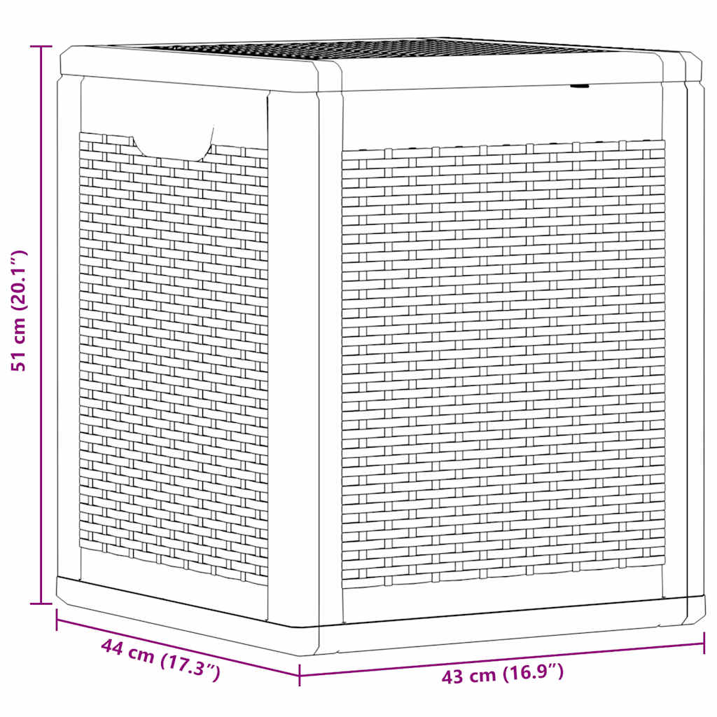 vidaXL Arcón de jardín de ratán PP 90 L 43x44x51 cm Negro - Image 15 of 19