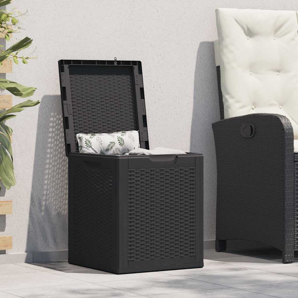 vidaXL Arcón de jardín de ratán PP 90 L 43x44x51 cm Negro - Image 1 of 19
