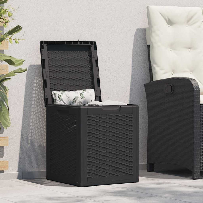 vidaXL Arcón de jardín de ratán PP 90 L 43x44x51 cm Negro - Image 1 of 19