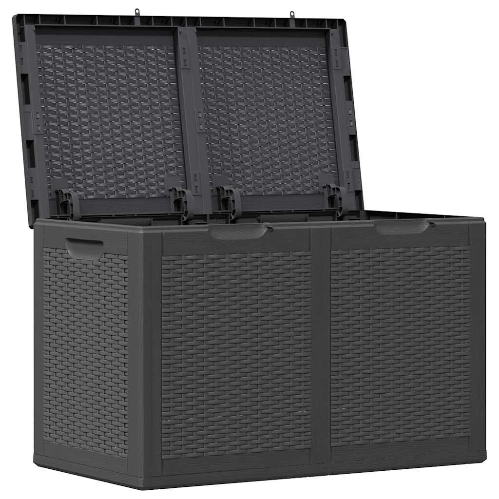 vidaXL Garden Storage Box PP Rattan Effect 180 L Black 80.5 x 44.5 x 51 cm - Image 3 of 10