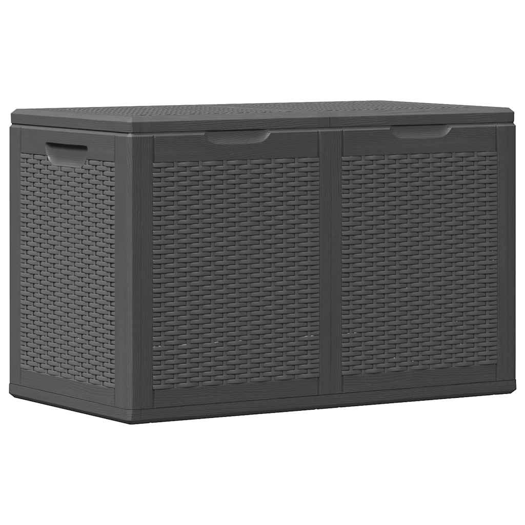 vidaXL Garden Storage Box PP Rattan Effect 180 L Black 80.5 x 44.5 x 51 cm - Image 5 of 10