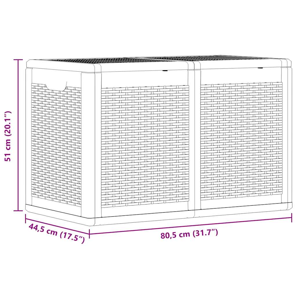 vidaXL Garden Storage Box PP Rattan Effect 180 L Black 80.5 x 44.5 x 51 cm - Image 9 of 10