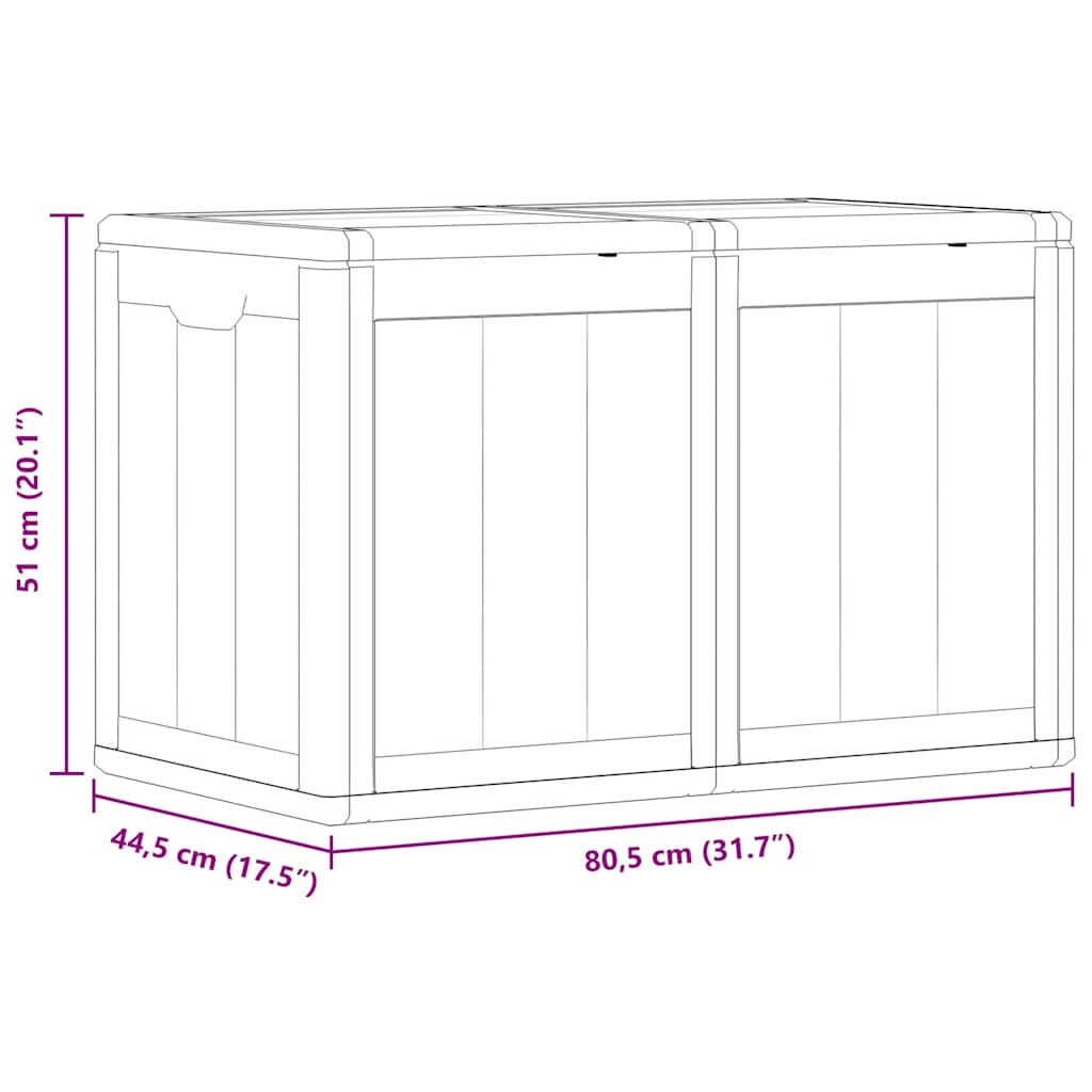 vidaXL Arcón de Jardín 180 L Marrón Aspecto Madera en PP 80,5 x 44,5 x 51 cm - Image 20 of 22