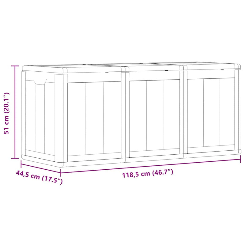 vidaXL Arcón de Jardín 180 L Marrón Aspecto Madera en PP 80,5 x 44,5 x 51 cm - Image 19 of 22