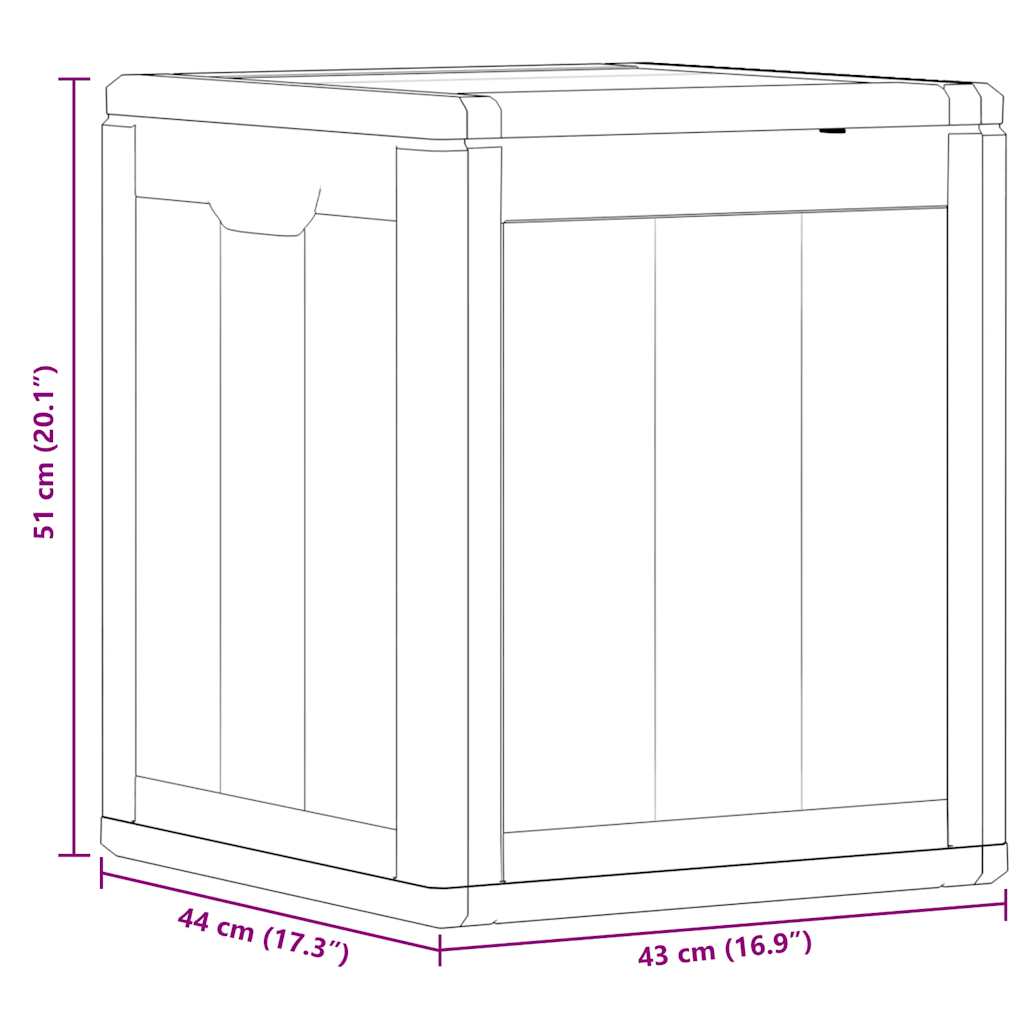 vidaXL Garden Storage Box, 90 L, 43x44x51 cm, Grey Wood-Effect PP - Image 15 of 18