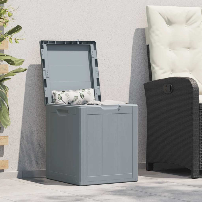 vidaXL Garden Storage Box, 90 L, 43x44x51 cm, Grey Wood-Effect PP - Image 1 of 18