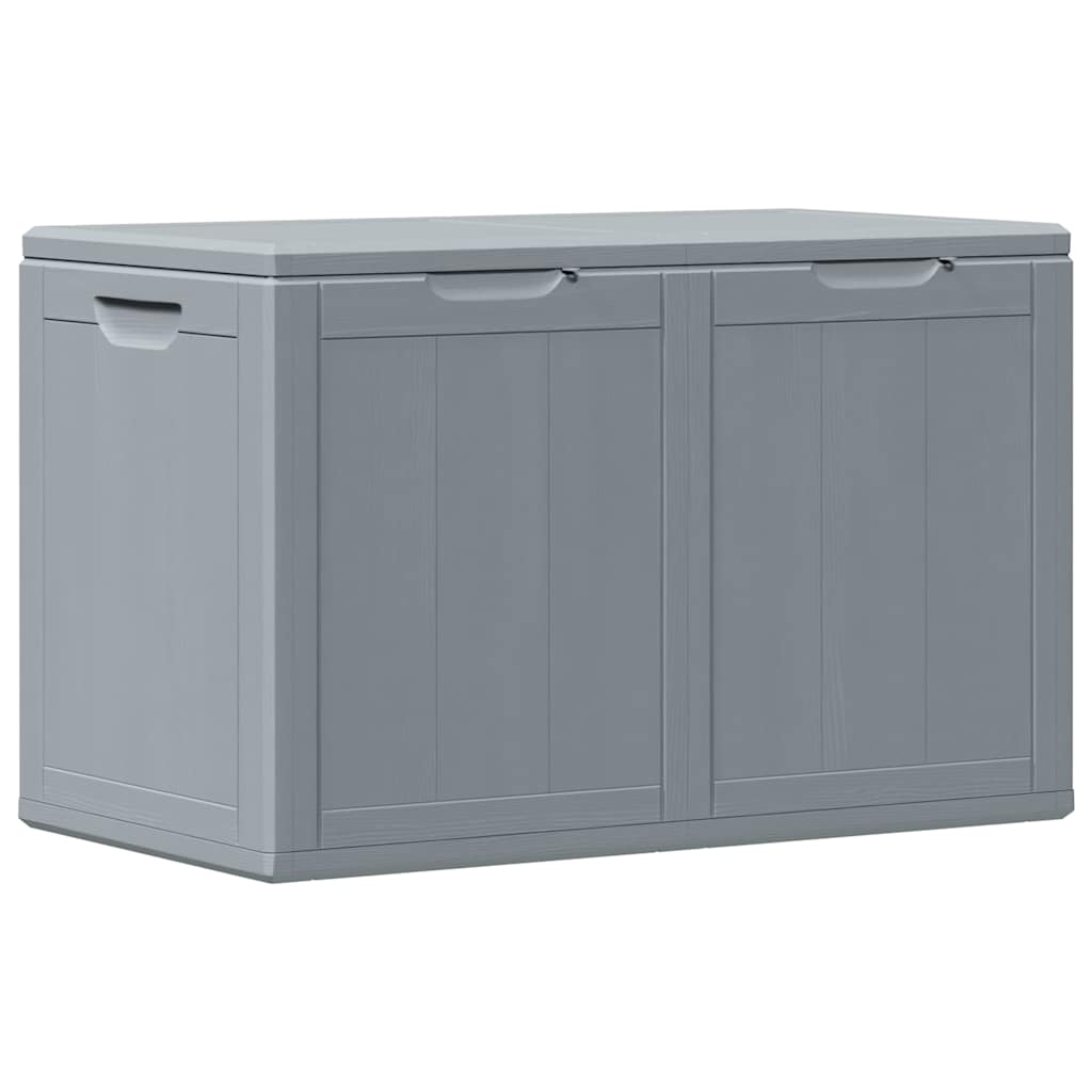 vidaXL 180 L Garden Storage Box, PP with Wood Finish, 80.5x44.5x51 cm, Grey - Image 2 of 9