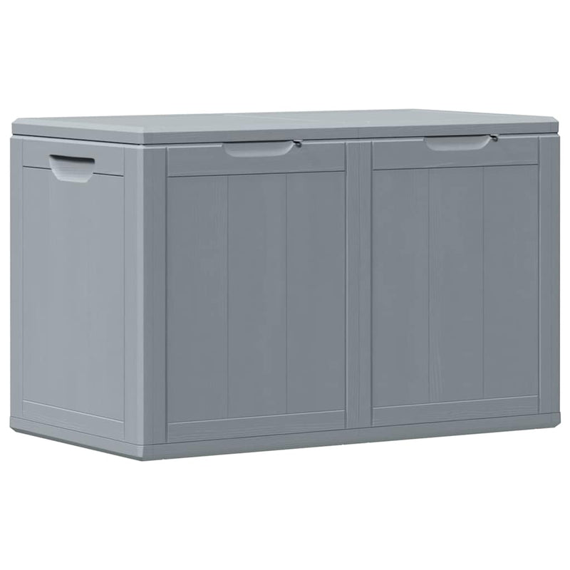 vidaXL 180 L Garden Storage Box, PP with Wood Finish, 80.5x44.5x51 cm, Grey - Image 2 of 9