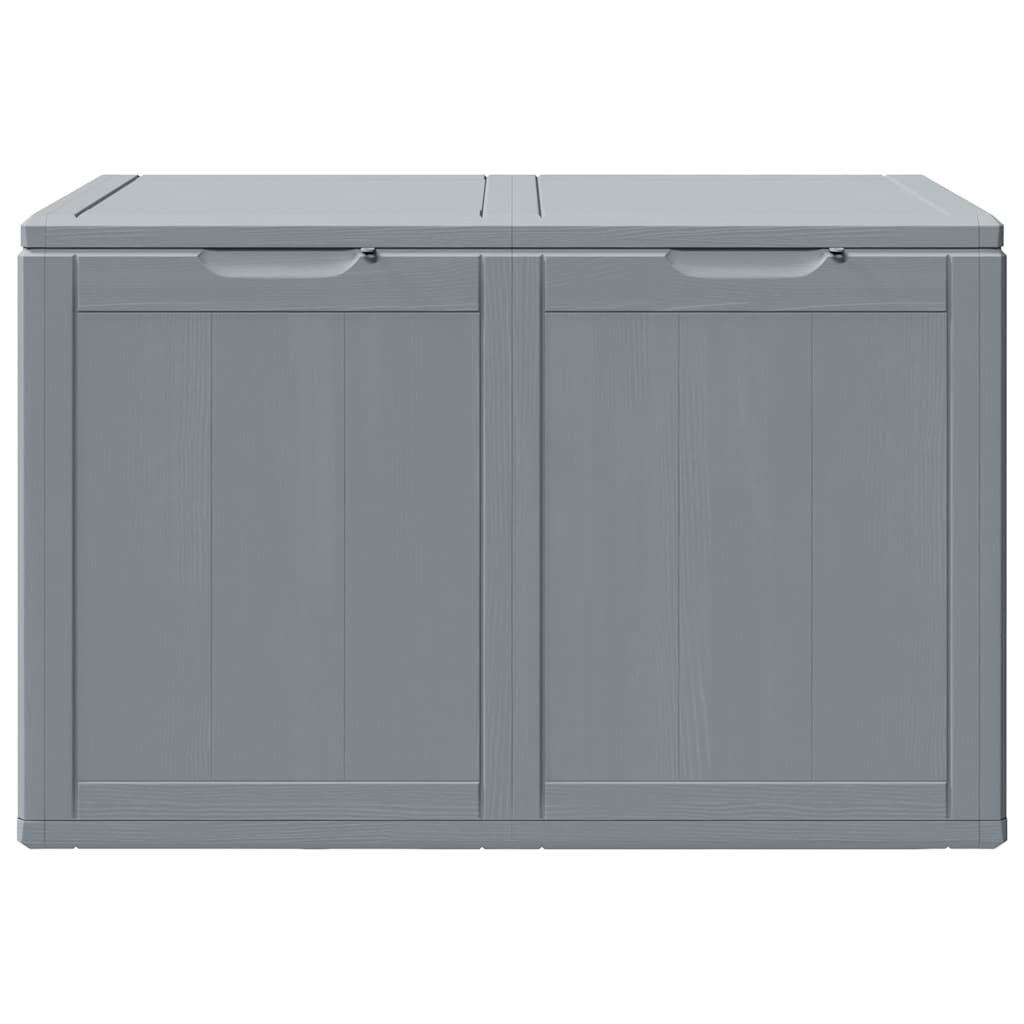 vidaXL 180 L Garden Storage Box, PP with Wood Finish, 80.5x44.5x51 cm, Grey - Image 3 of 9