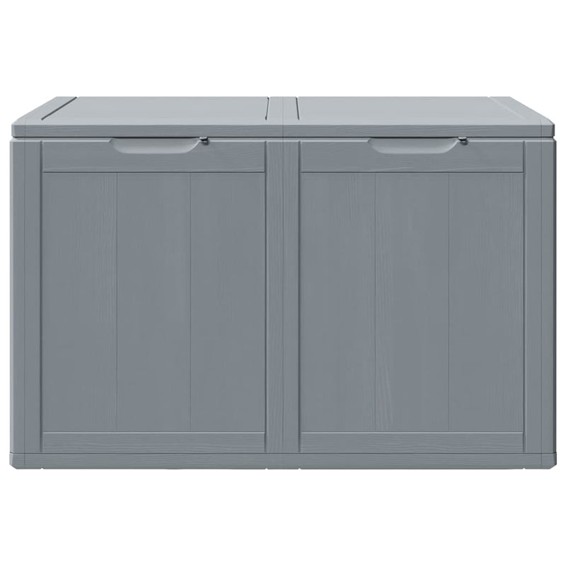 vidaXL 180 L Garden Storage Box, PP with Wood Finish, 80.5x44.5x51 cm, Grey - Image 3 of 9