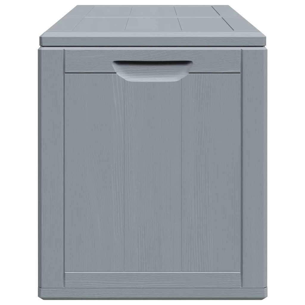 vidaXL 180 L Garden Storage Box, PP with Wood Finish, 80.5x44.5x51 cm, Grey - Image 4 of 9