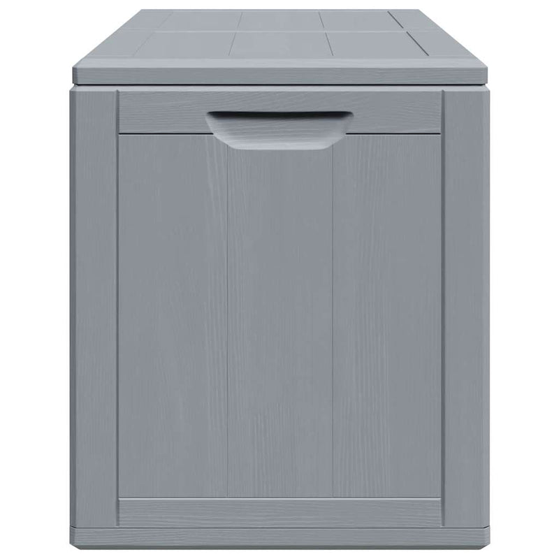 vidaXL 180 L Garden Storage Box, PP with Wood Finish, 80.5x44.5x51 cm, Grey - Image 4 of 9