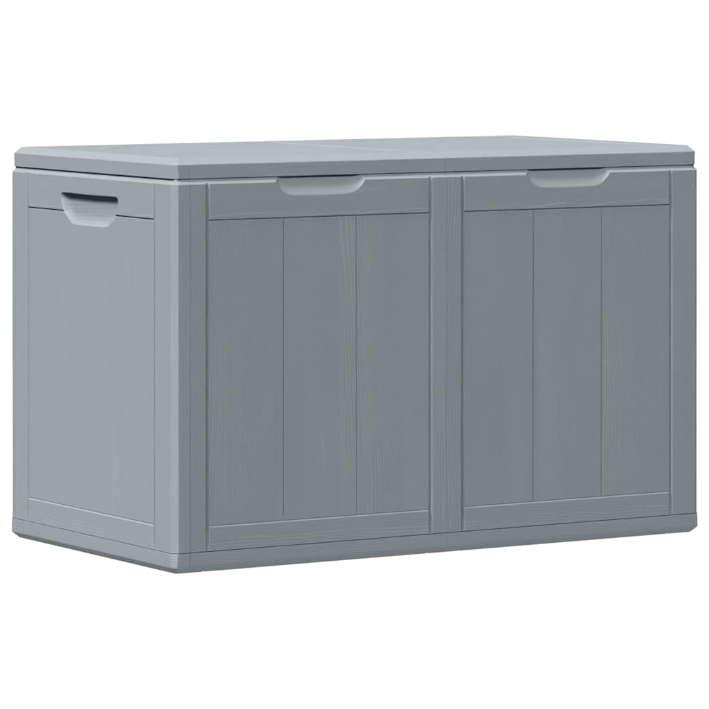 vidaXL 180 L Garden Storage Box, PP with Wood Finish, 80.5x44.5x51 cm, Grey - Image 5 of 9