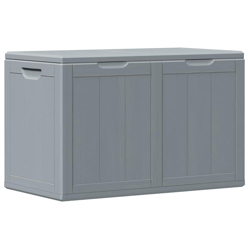 vidaXL 180 L Garden Storage Box, PP with Wood Finish, 80.5x44.5x51 cm, Grey - Image 5 of 9