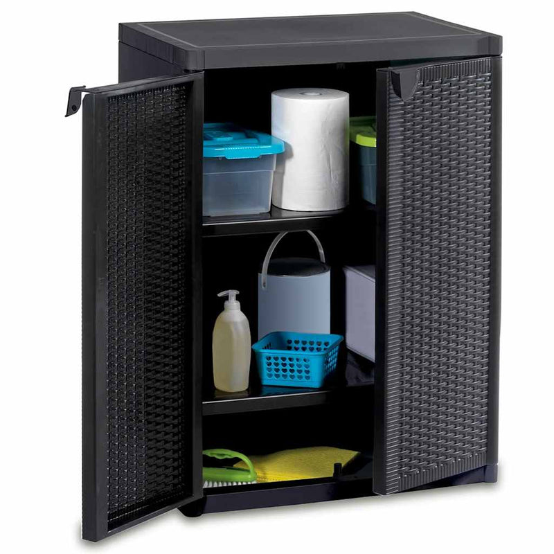 vidaXL Armario de Jardín Negro 65x45x88 cm de Ratán PP - Image 5 of 14