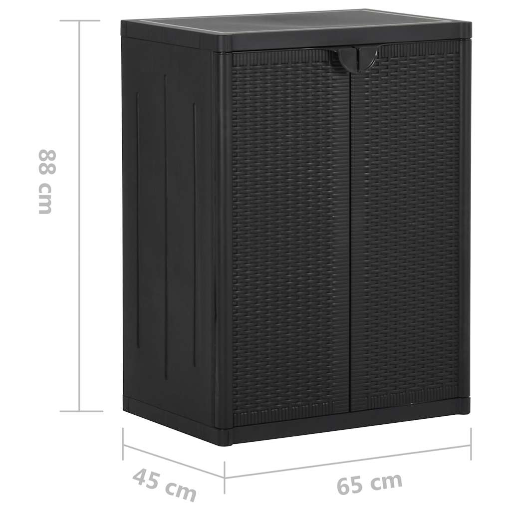 vidaXL Armario de Jardín Negro 65x45x88 cm de Ratán PP - Image 12 of 14