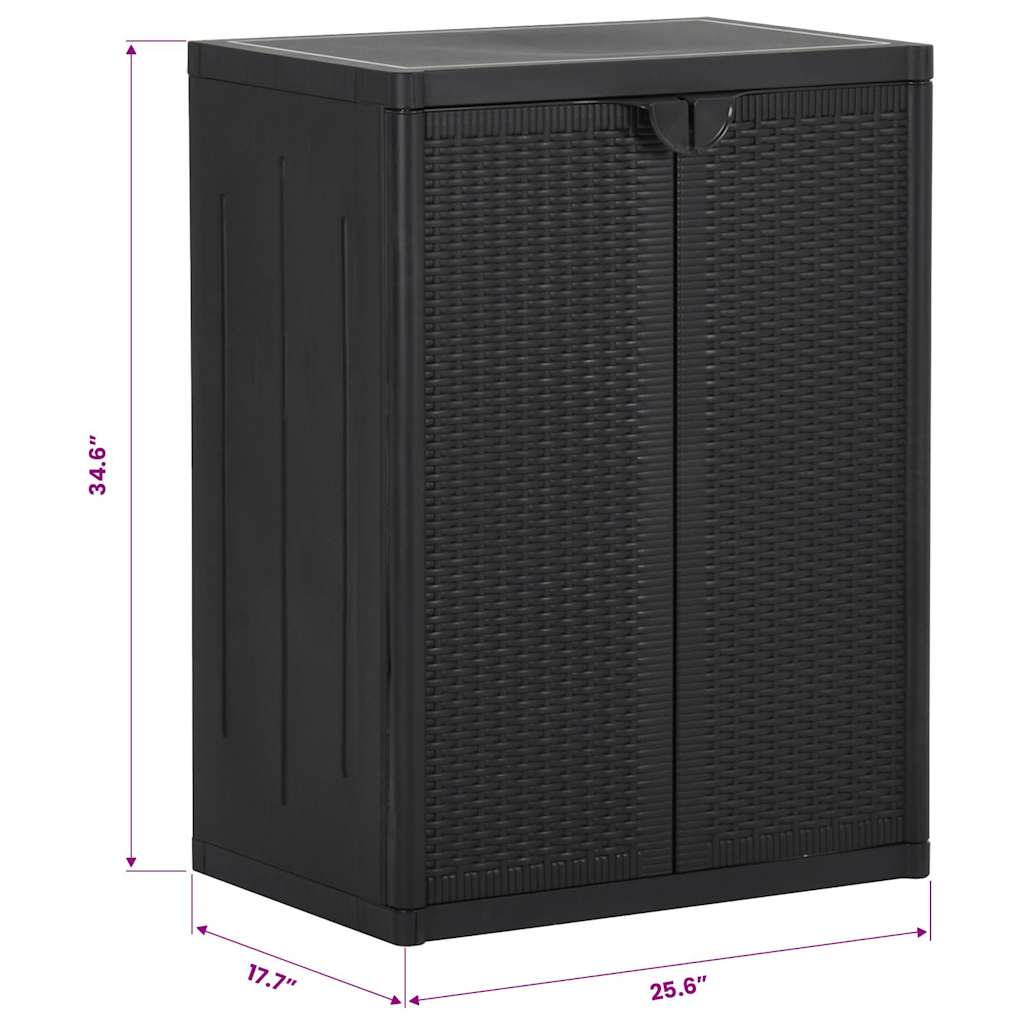 vidaXL Armario de Jardín Negro 65x45x88 cm de Ratán PP - Image 13 of 14