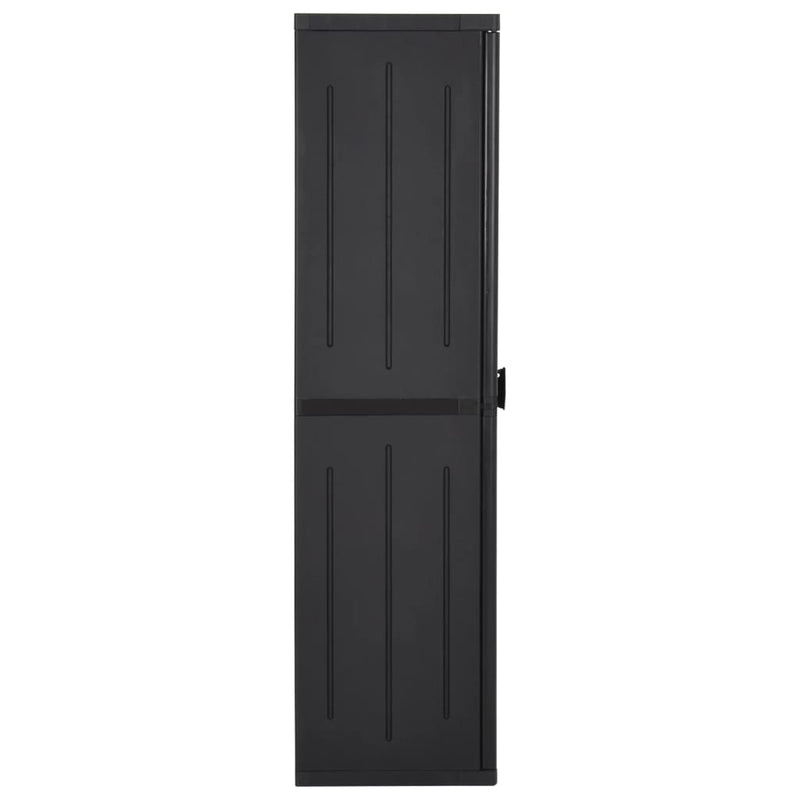 vidaXL Garden Storage Cabinet Black 65x45x172 cm PP Rattan - Image 3 of 12