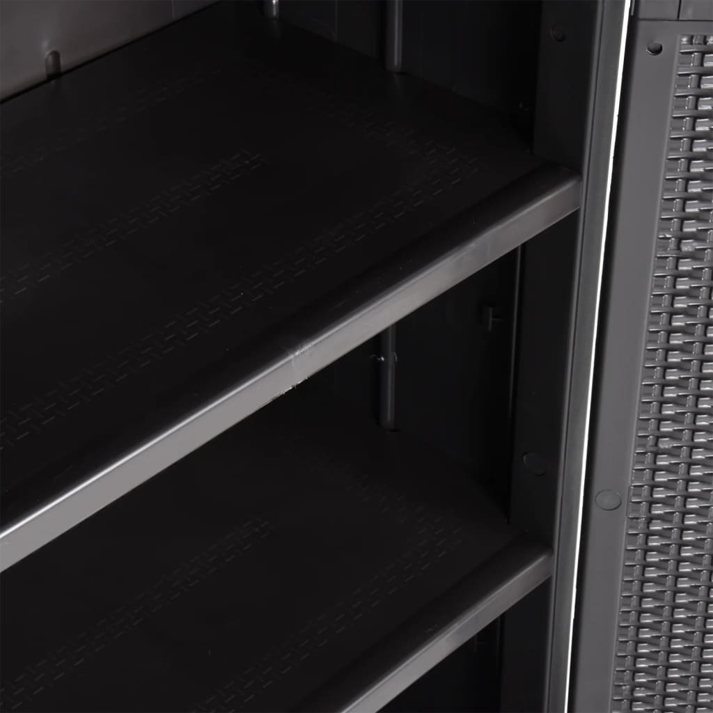 vidaXL Garden Storage Cabinet Black 65x45x172 cm PP Rattan - Image 7 of 12