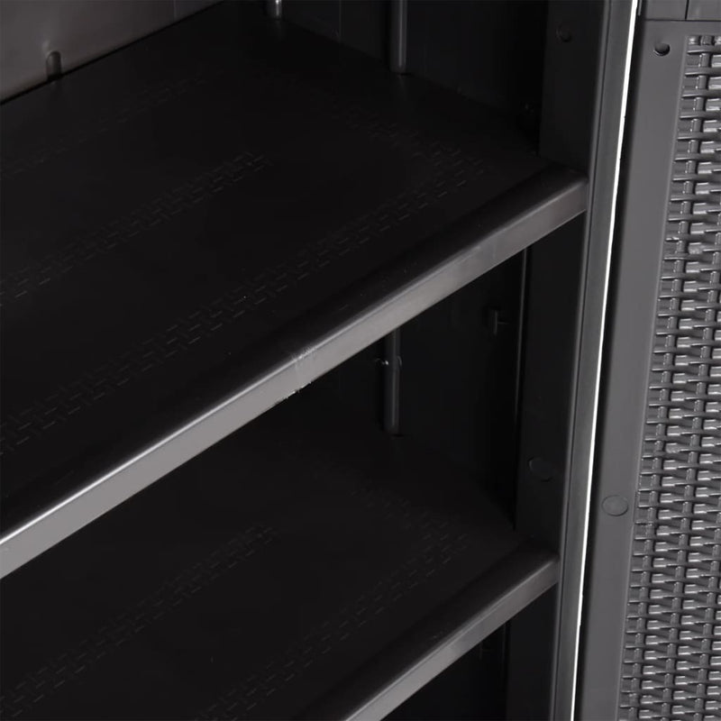 vidaXL Garden Storage Cabinet Black 65x45x172 cm PP Rattan - Image 7 of 12