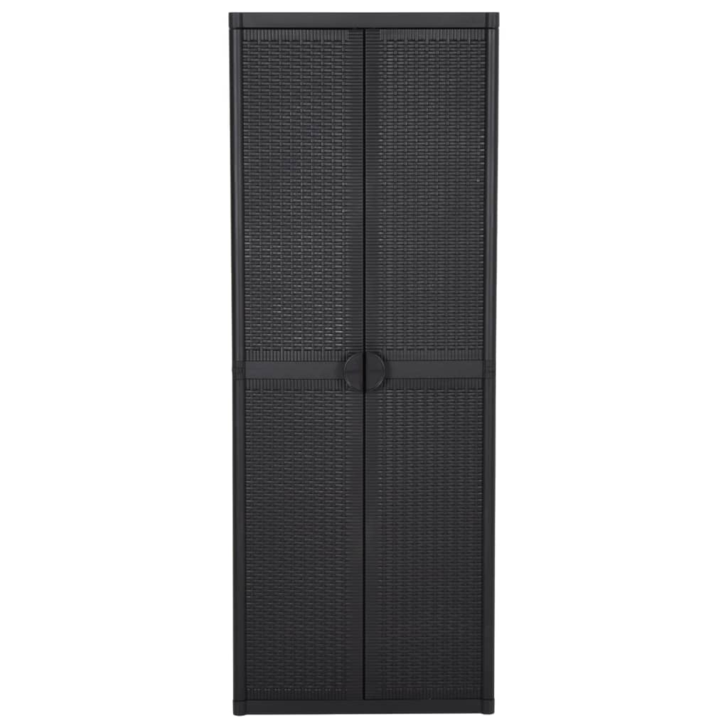 vidaXL Armario de Jardín Negro 65x45x88 cm de Ratán PP - Image 2 of 14