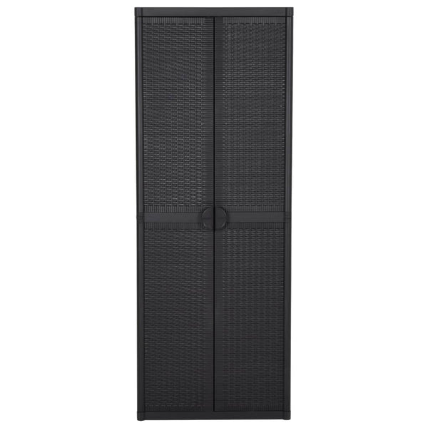 Armadio da Giardino Nero 65x45x88 cm in Rattan PP - immagine 2 | SolPatio
