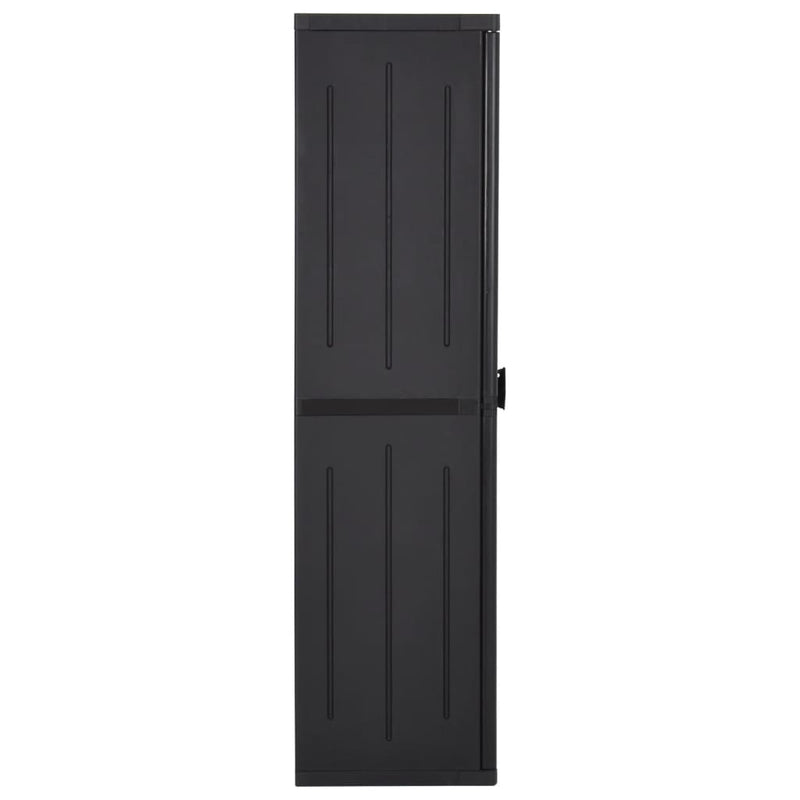 vidaXL Garden Storage Cabinet Black 65x45x172 cm PP Rattan - Image 4 of 12