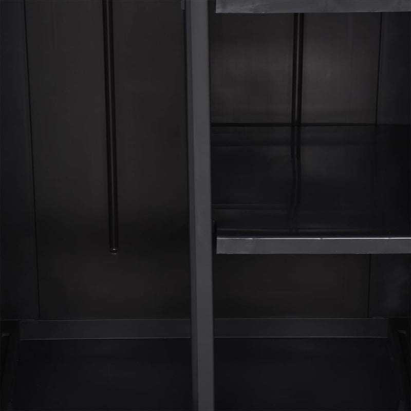 vidaXL Garden Storage Cabinet Black 65x45x172 cm PP Rattan - Image 6 of 12