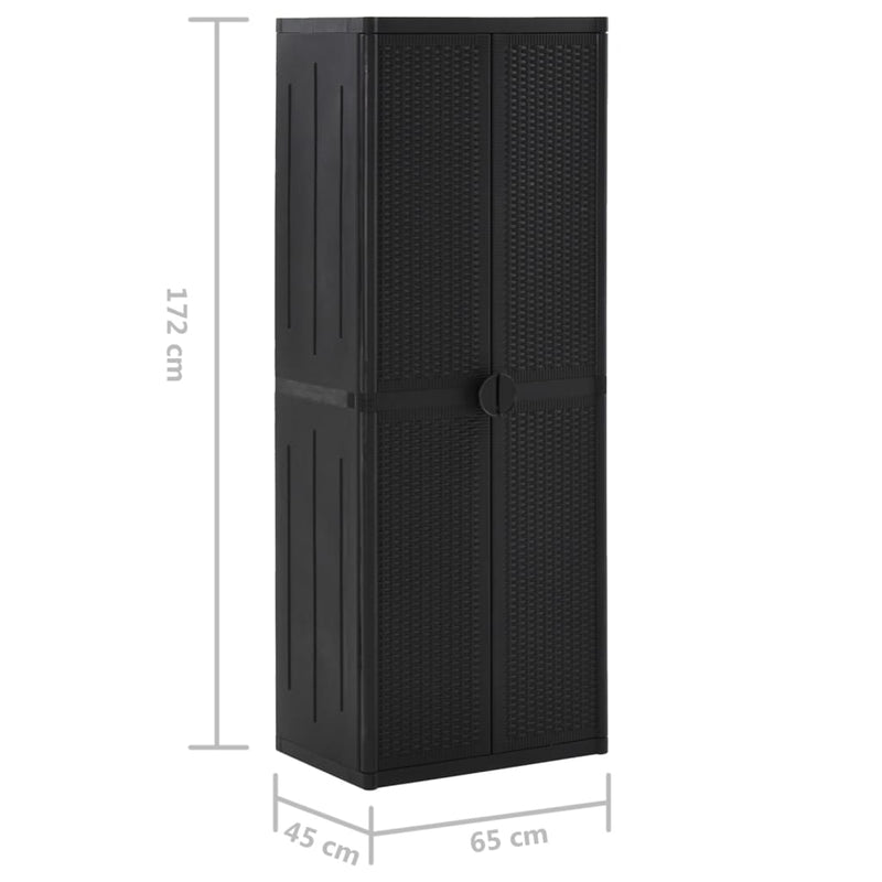 vidaXL Armario de Jardín Negro 65x45x88 cm de Ratán PP - Image 10 of 14