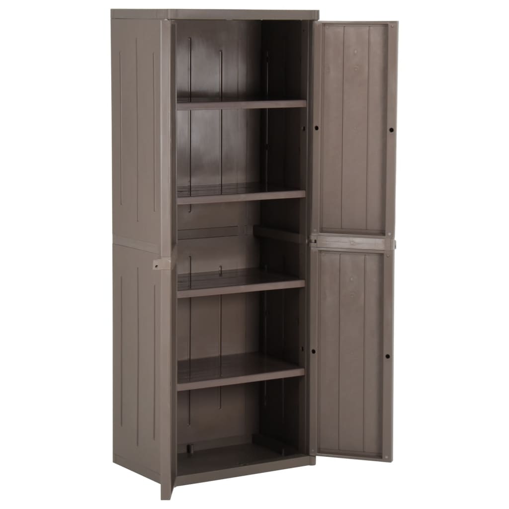 vidaXL Garden Storage Cabinet Brown 65x45x172 cm PP Wood-Look - Image 5 of 16