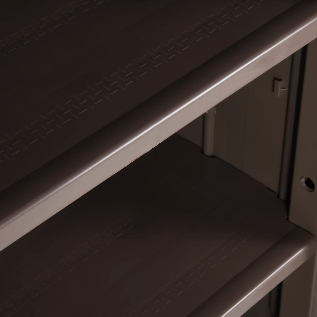 vidaXL Garden Storage Cabinet Brown 65x45x172 cm PP Wood-Look - Image 7 of 16