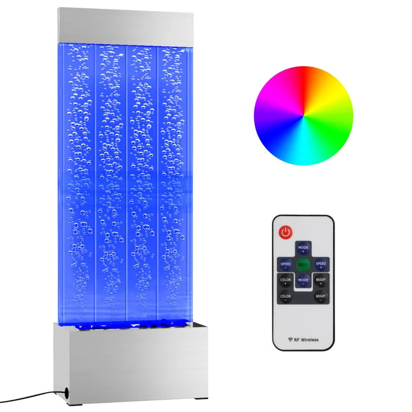 Colonna di Bolle LED RGB Acciaio Inox e Acrilico 110 cm Argento e Trasparente - immagine 2 | SolPatio